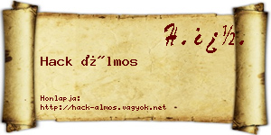 Hack Álmos névjegykártya