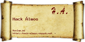Hack Álmos névjegykártya